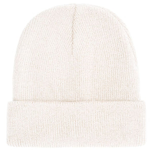 Damen schlichte Beanie Mütze für Winter in Farbe Weiß.