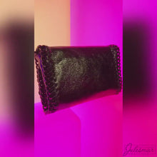 Load and play video in gallery viewer, Small glitter clutch bag, shoulder bag with chain in gray color for party