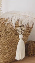 Load and play videos in gallery viewer, Handmade macrame bag charm in Boho and Ibiza style with cowrie shells and tassel.