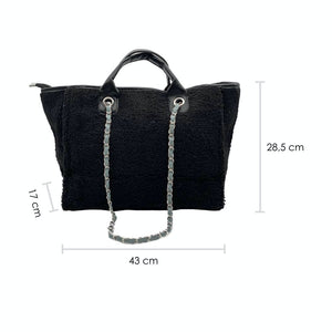 Trend Teddy Bag, kuschelige Tasche aus Plüsch in Farbe Schwarz