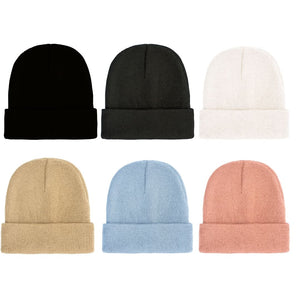 Ladies simple beanie hat for winter. Colours: black, grey, white, beige, light blue, pink.