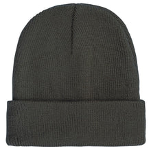 Load the image into the gallery viewer, Women's plain beanie hat for winter in gray color.