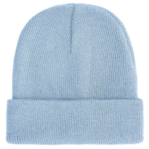 Women's simple beanie hat for winter in light blue.