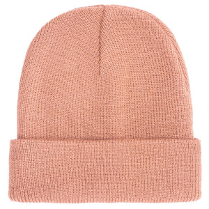 Women's simple beanie hat for winter in pink.