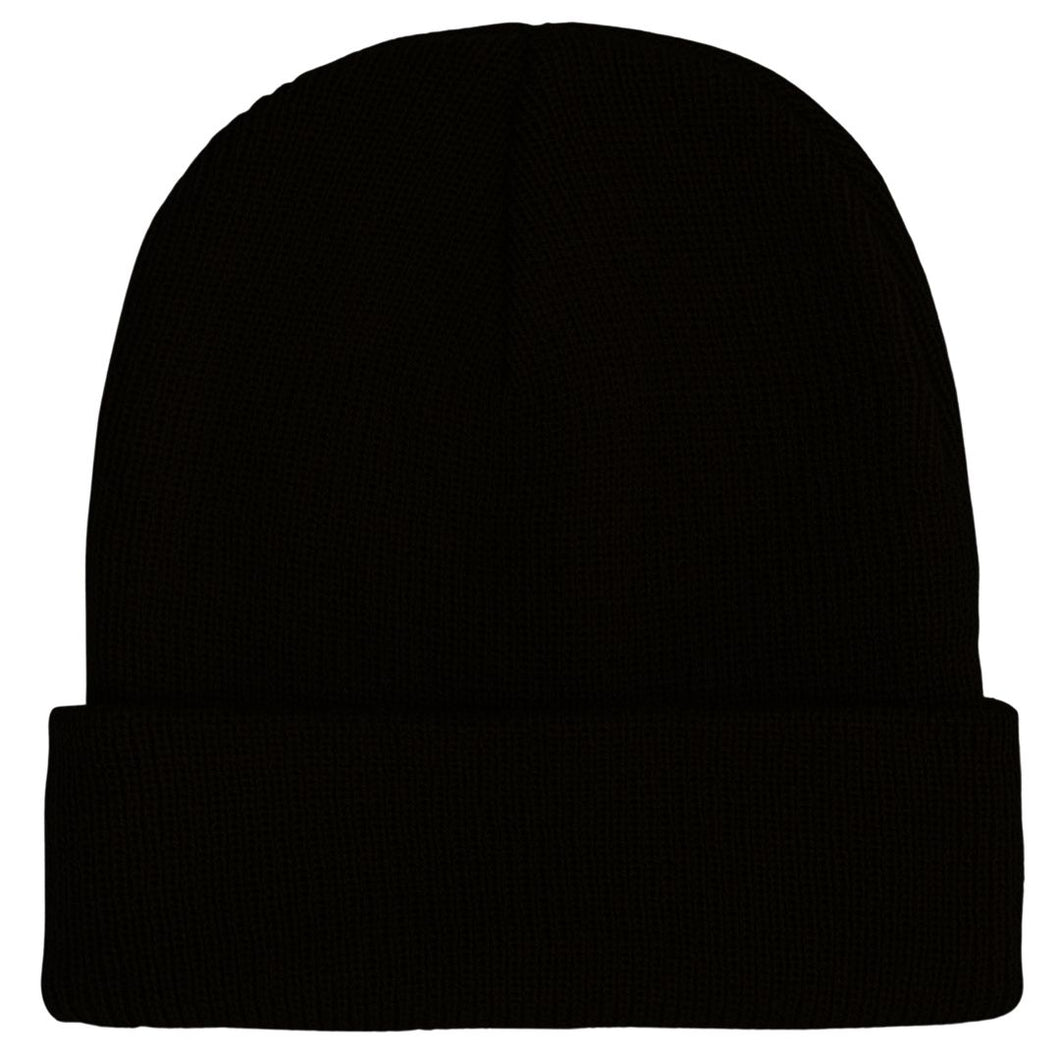 Damen schlichte Beanie Mütze für Winter in Farbe Schwarz.