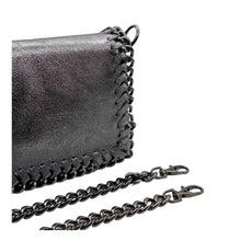 Load the image into the gallery viewer, Small glitter clutch bag, shoulder bag with chain in gray color for party