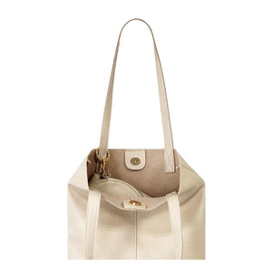 Women's shopper shoulder bag in cream color made of faux leather