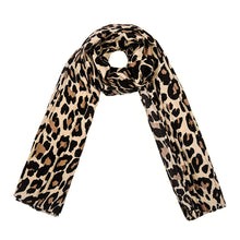Load the image into the gallery viewer, Large scarf for women made of viscose with a leopard print.