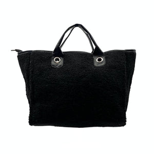 Trend teddy bag, cuddly bag made of plush in black