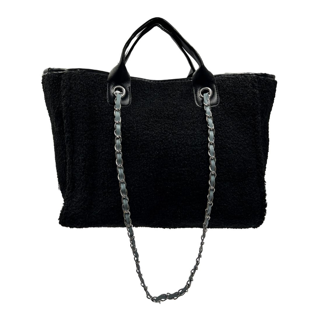 Trend Teddy Bag, kuschelige Tasche aus Plüsch in Farbe Schwarz